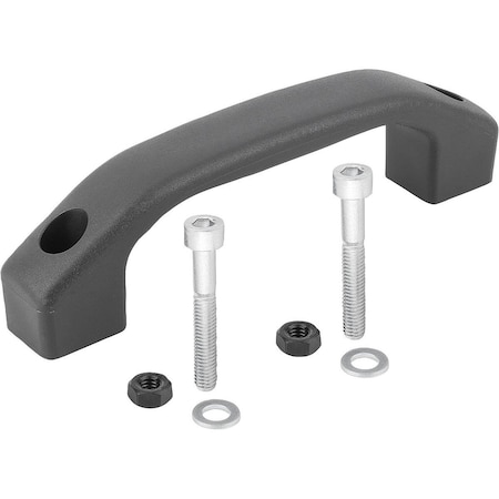 Kipp Pull Handle L=170, Form:A, Polyamide Black Ral7021, Comp:Steel, A=140, D=M08 K1060.1140081